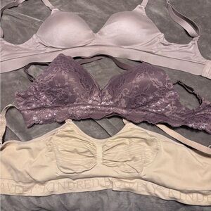 Kindred Bravely Women's bras- Purple and Cream (all 3 for sale together)